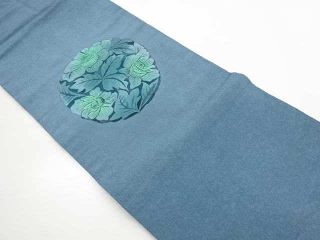 JAPANESE KIMONO / JODAI TSUMUGI FLOWER LEAF PATTERN NAGOYA OBI
